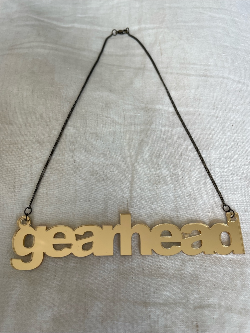 RARE Anorak Apparel Gearhead car enthusiast necklace - mirrored gold